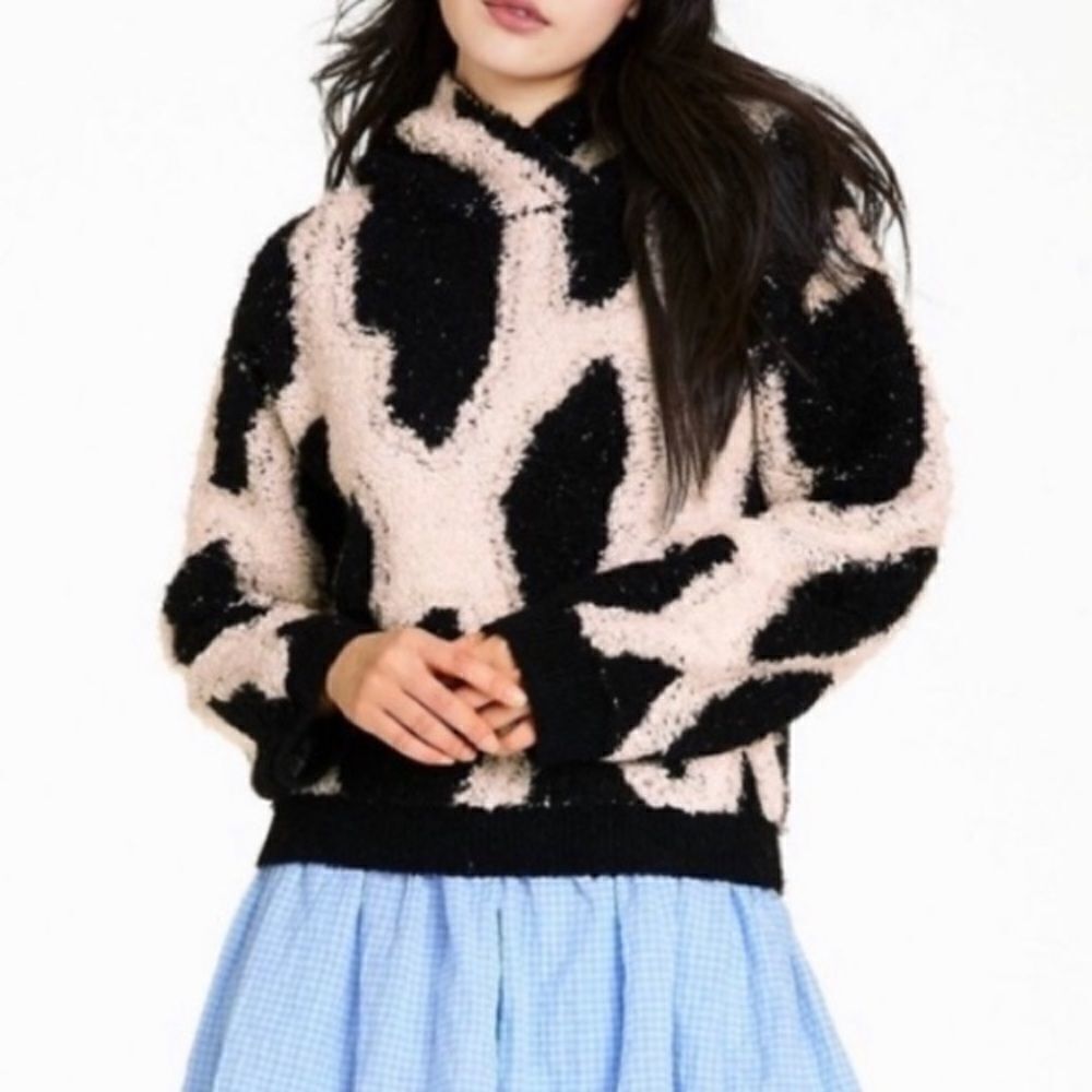 Sandy Liang x Target Sherpa Hoodie Ivory Black Animal Print XS